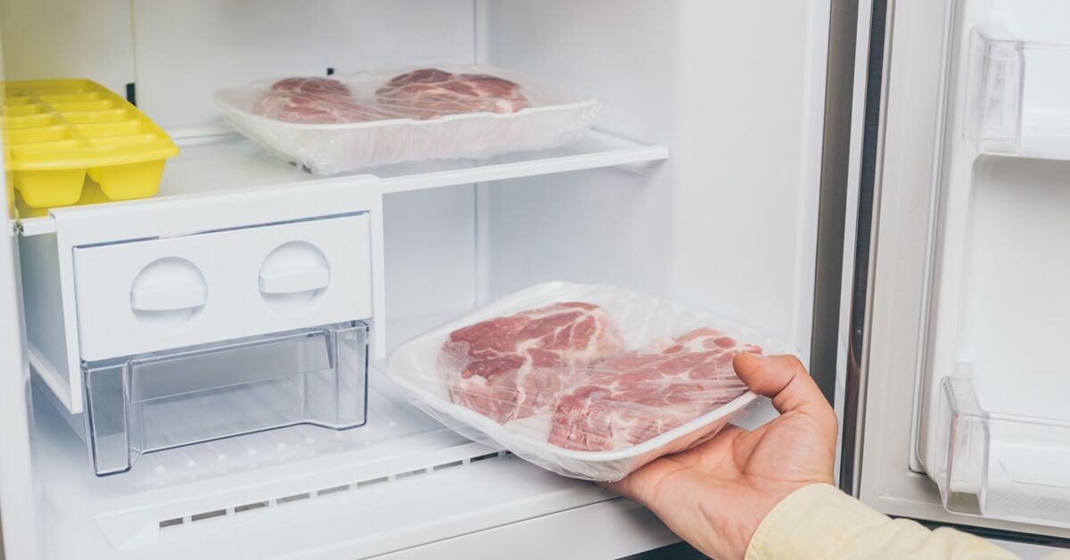 Raw meat stored in sealed container
