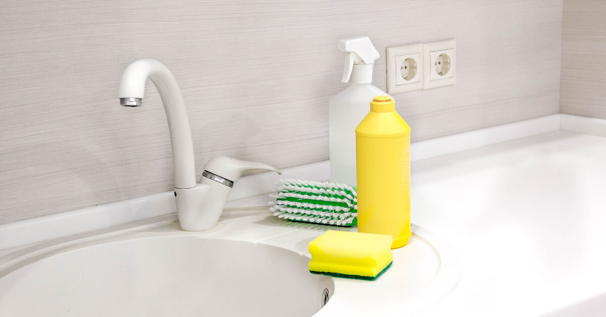 Standard limescale remover near sink