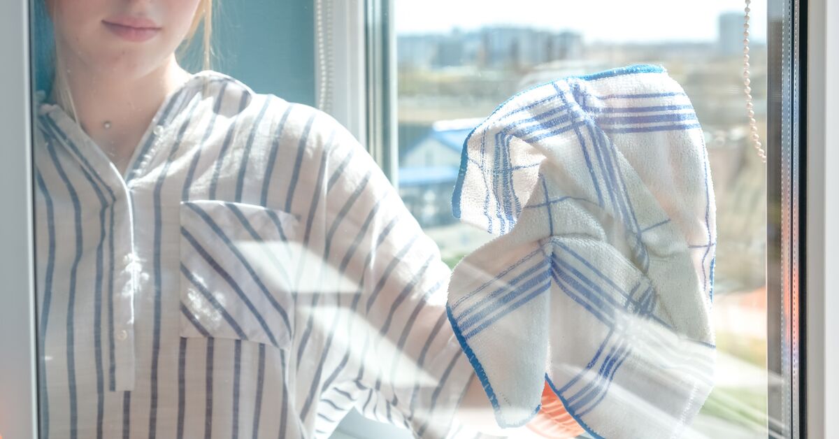 Streaked window with visible residue