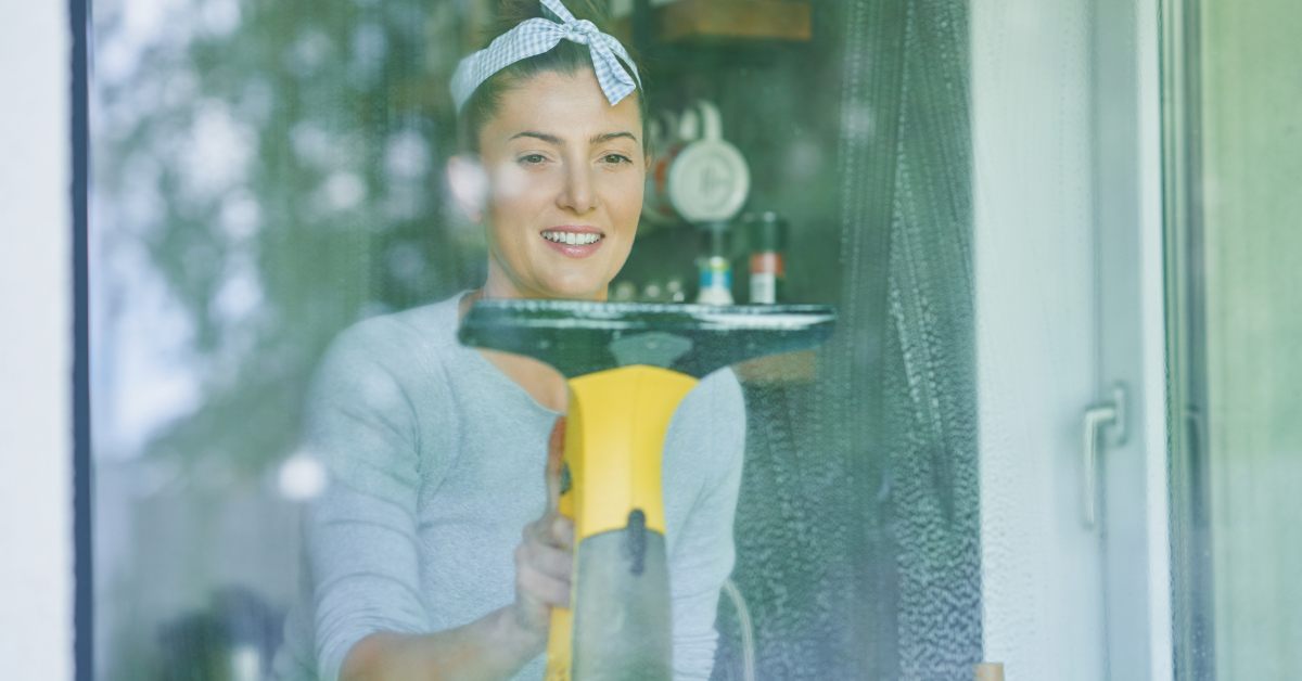 Fensterreinigung mit Absaugsystem